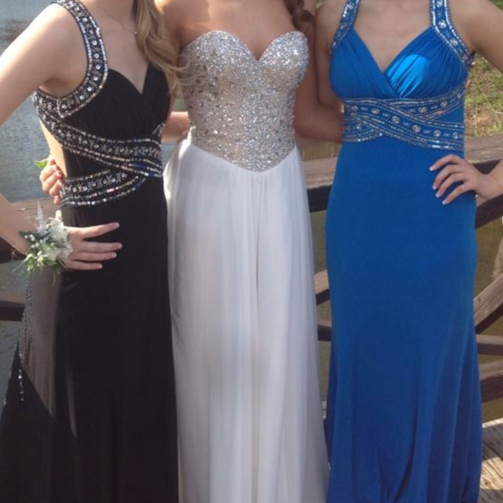 PROM SEASON SALE: White beaded prom dress/ gown